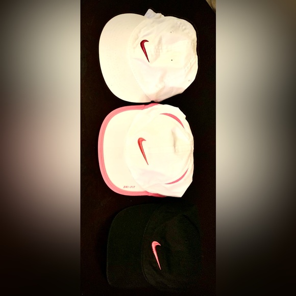 3 girls Nike hats size 4/6X. Colors- white/pink, white, and black. - Picture 1 of 1